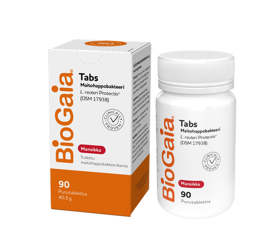 BioGaia Tabs maitohappobakteeri Mansikka 90 tabl