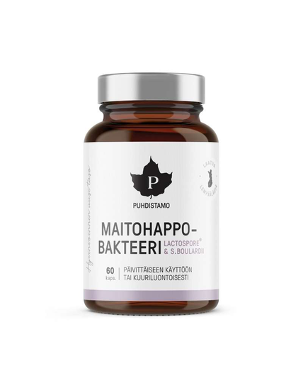 Puhdistamo Maitohappobakteeri - Lactospore&Boulardii, 60 kaps.