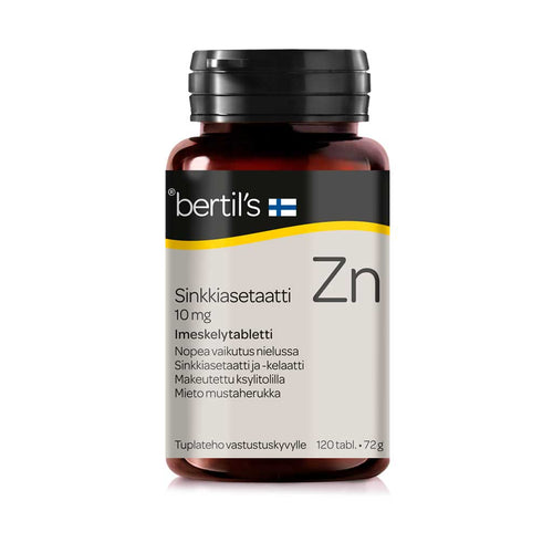 Bertils Kelasin Sinkkiasetaatti 120 kpl imeskeltävä tabletti