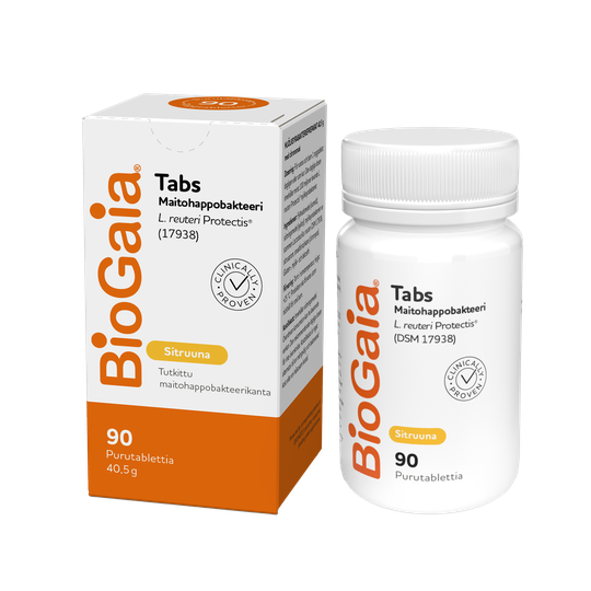 BioGaia Tabs maitohappobakteeri Sitruuna 90 tabl