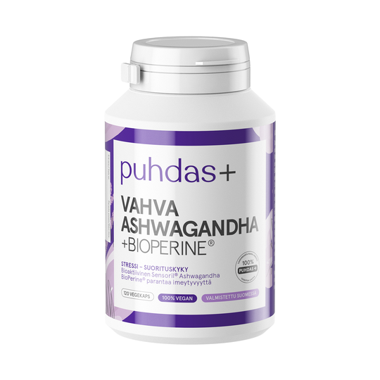 Puhdas+ Vahva Ashwagandha + Bioperine® 120 vegekaps
