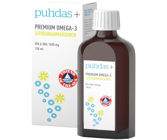 Puhdas+ Premium Omega-3 150 ml, sitruuna (päiväys 7/22)