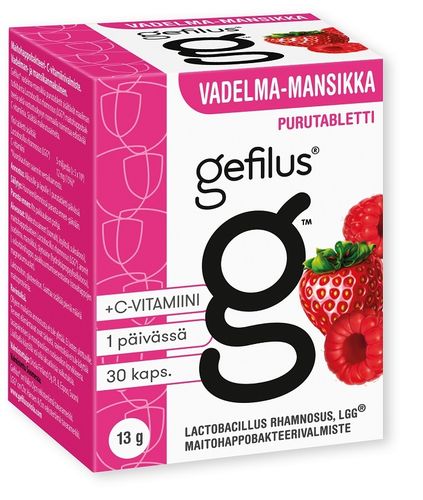 Gefilus Vadelma-mansikka 30 purutablettia