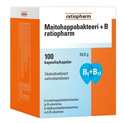 Maitohappobakteeri + B ratiopharm 100 kapselia