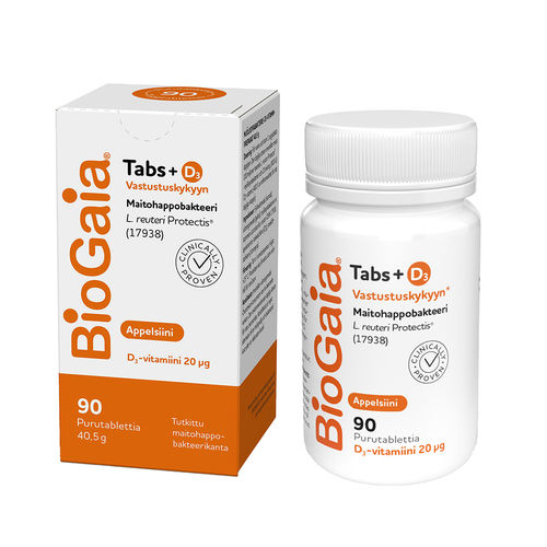 BioGaia Tabs + D3 90 purutablettia