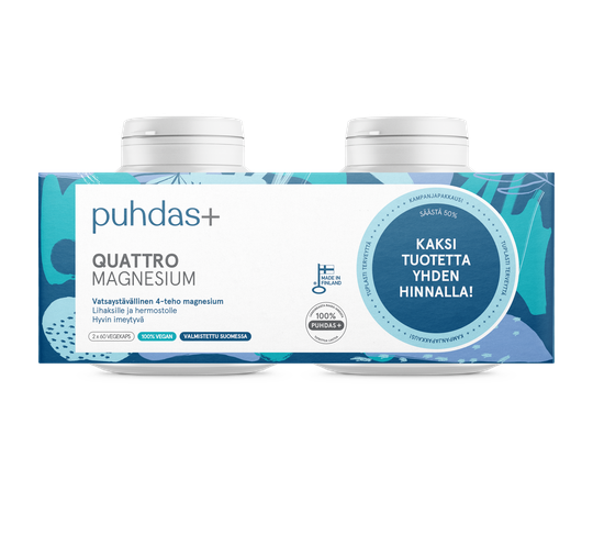Puhdas+ Quattro Magnesium tuplapakkaus 2x60kpl