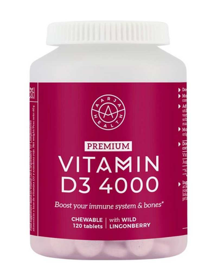 Aarja Health D3-vitamiini, ksylitol&puolukka, 120 tabl.