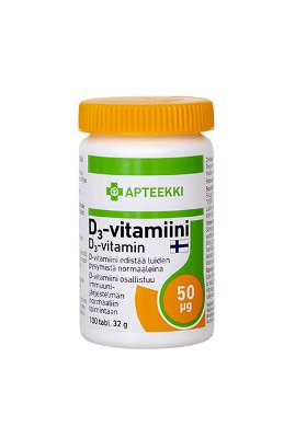 APTEEKKI D3-Vitamiini 50 mikrog 100 tabl.