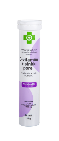 APTEEKKI C-Vitamiini + Sinkki Pore mustaherukka 20 tabl.