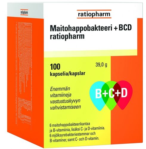 Maitohappobakteeri B + C + D ratiopharm 100 kapselia
