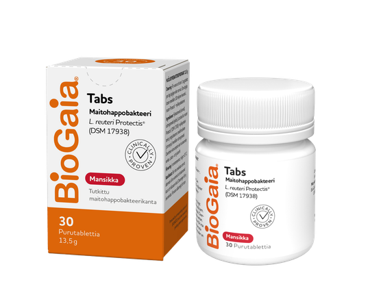 BioGaia Tabs maitohappobakteeri Mansikka 30 tabl