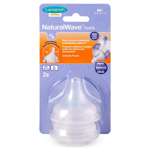 Lansinoh NaturalWave tutti, keskinopea virtaus (3 kk+) 2 kpl
