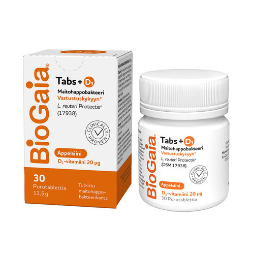 BioGaia Tabs + D3 30 purutablettia